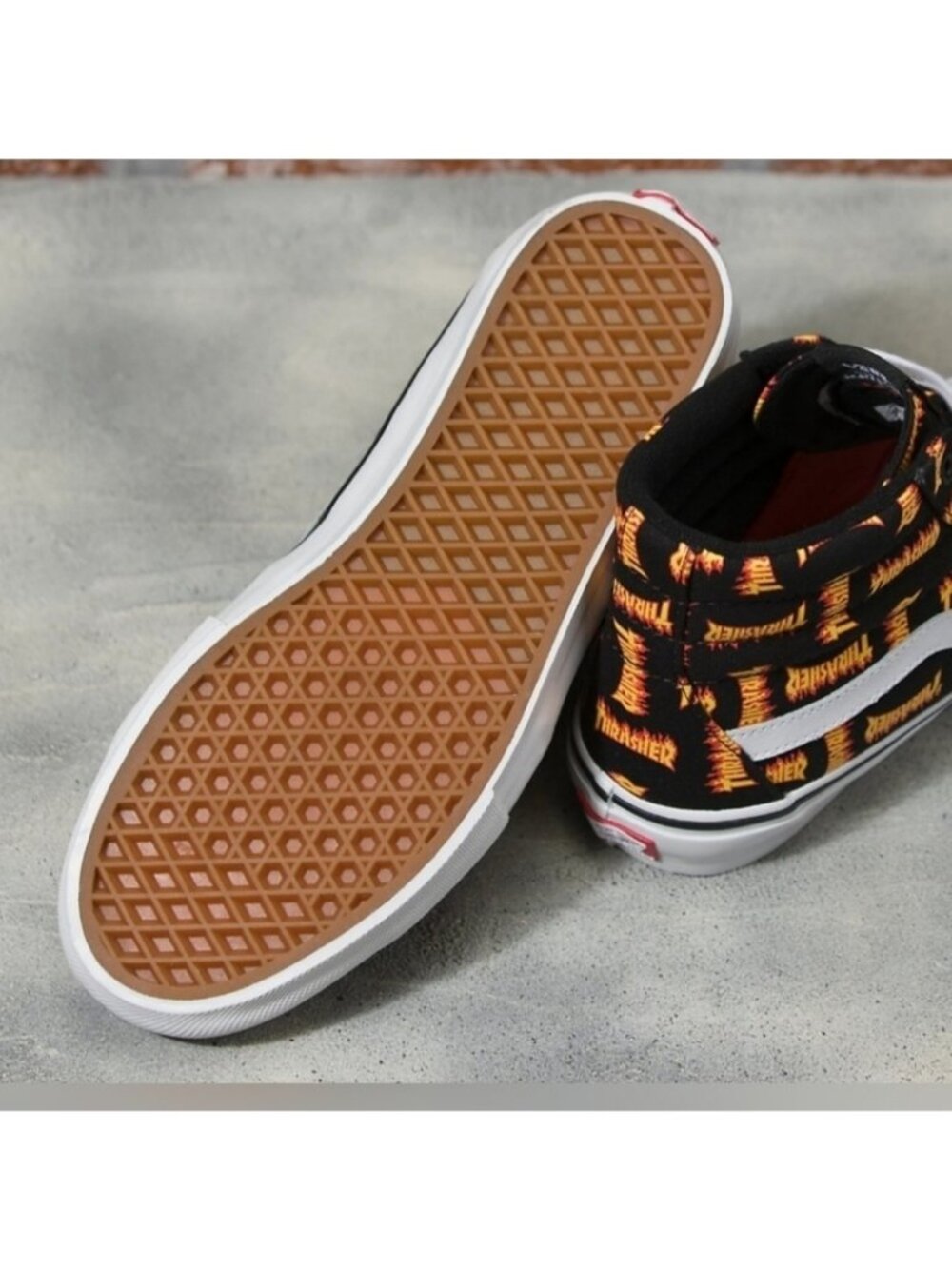 Vans Thrasher Skate Sk8 Hi Men Logo Flame Black new Popcush Pro 1026 - Picture 6 of 8